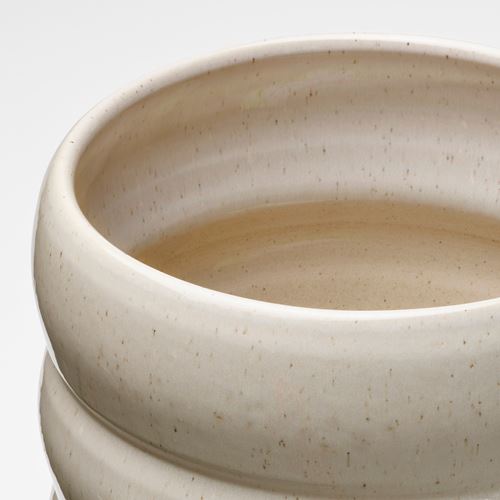 IKEA - HASSELBUKETT, seramik saksı, bej, 19 cm