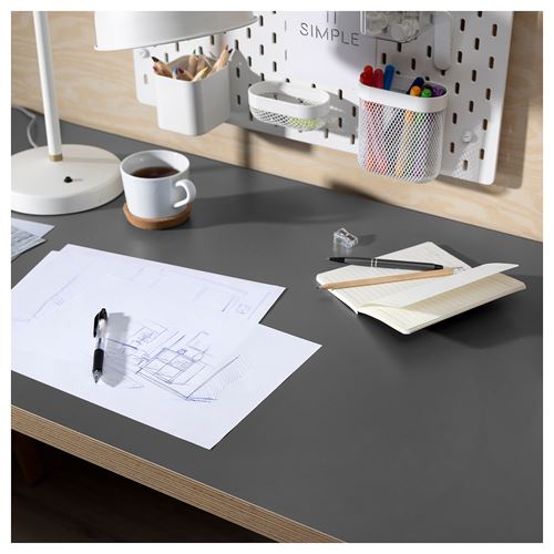 IKEA - LAGKAPTEN, çalışma masası tablası, koyu gri, 140x60 cm