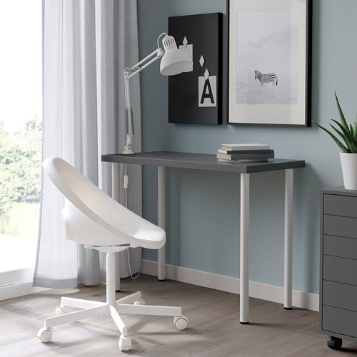 IKEA - LINNMON/ADILS, desk, dark grey-white, 100x45 cm
