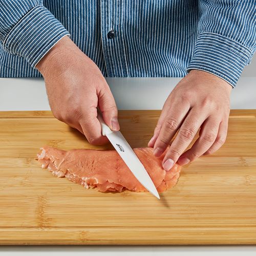 IKEA - HACKIG, knife set, ceramic white-beige