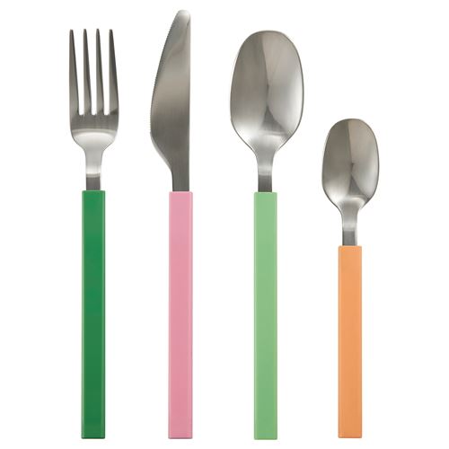 IKEA - TANGMARLA, 4 kişilik çatal bıçak takımı, çok renkli