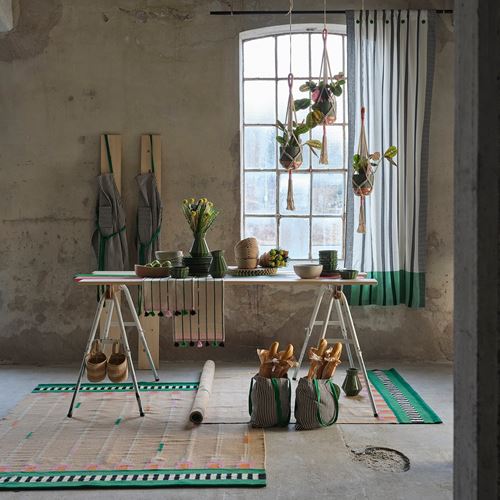 IKEA - MAVINN, background curtain, 1 pair, stripe green, 110x300 cm