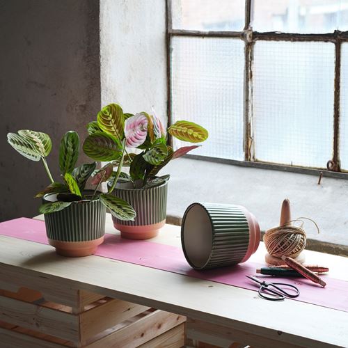 IKEA - MAVINN, seramik saksı, yeşil-kum