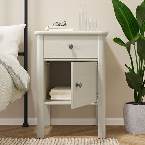IKEA - STOREMOLLA, bedside table, light grey/beige, 50x50x72 cm