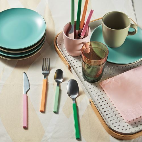 IKEA - TANGMARLA, 4 kişilik çatal bıçak takımı, çok renkli