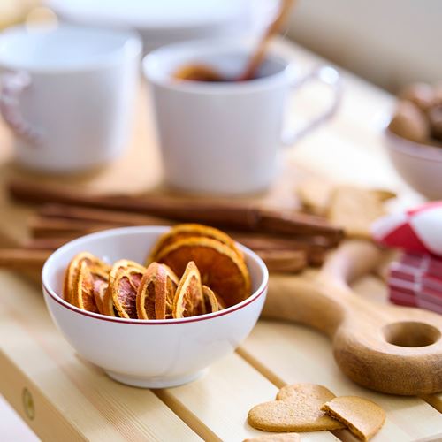 IKEA - VINTERFINT, porselen kase, beyaz-kırmızı, 13 cm