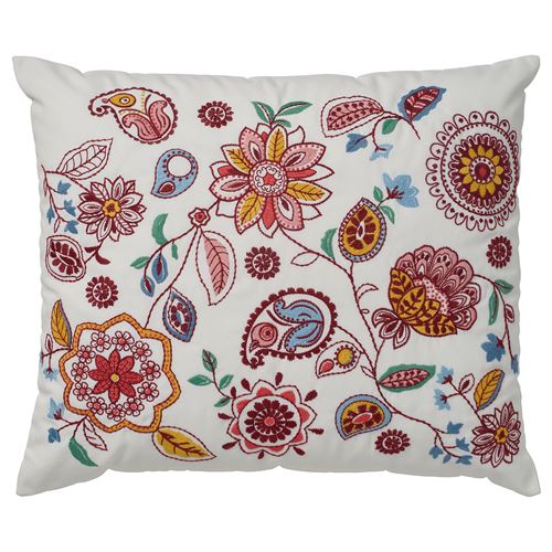 IKEA - FJALLFRYLE, kırlent, beyaz-çok renkli, 50x58 cm