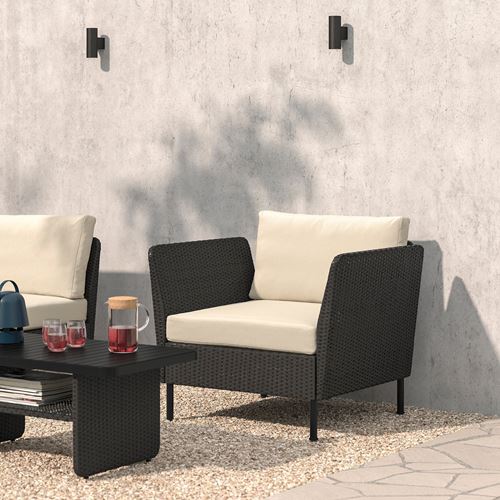 IKEA - VITTSKAR, garden armchair, dark grey, 98 cm