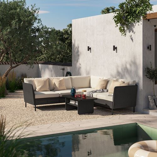 IKEA - VITTSKAR, garden corner sofa set, dark grey, 258x258 cm