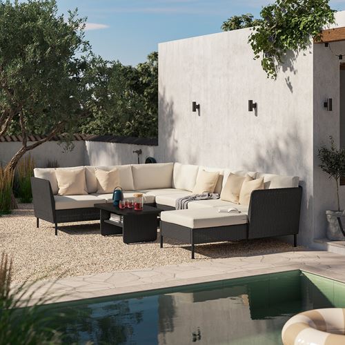 IKEA - VITTSKAR, garden corner seating group, dark grey