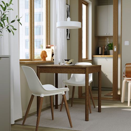 IKEA - TONSTAD/GRÖNSTA, mutfak masası takımı, kahverengi/meşe kaplama-beyaz, 2 sandalyeli