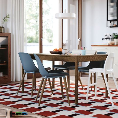 IKEA - TONSTAD/GRÖNSTA, yemek masası takımı, kahverengi/meşe kaplama-gri/turkuaz, 4 sandalyeli