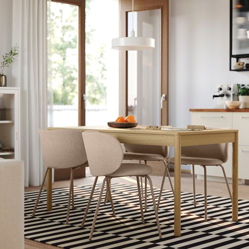 IKEA - TONSTAD/KRYLBO, mutfak masası takımı, meşe kaplama-Tonerud koyu bej, 4 sandalyeli