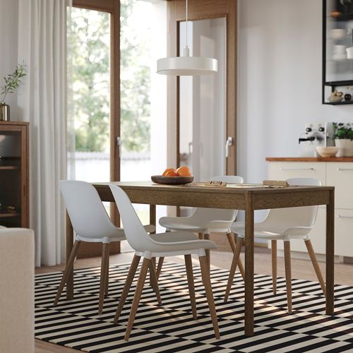 IKEA - TONSTAD/GRÖNSTA, mutfak masası takımı, kahverengi/meşe kaplama-beyaz, 4 sandalyeli