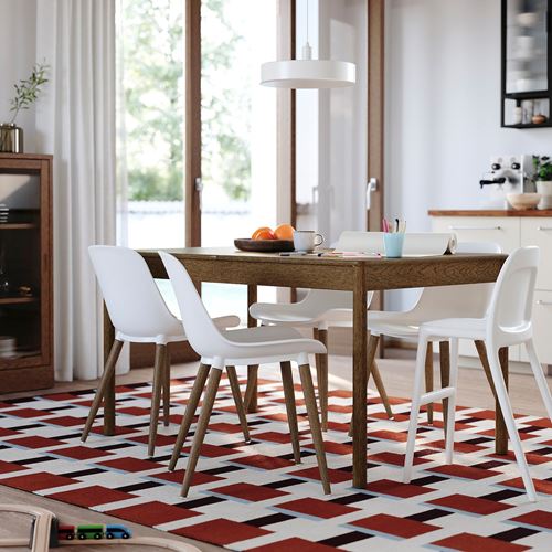 IKEA - TONSTAD/GRÖNSTA, yemek masası takımı, kahverengi/meşe kaplama-beyaz, 4 sandalyeli
