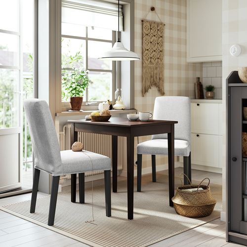 IKEA - NASINGE/BERGMUND, mutfak masası takımı, koyu kahve/kayın kaplama-Orrsta açık gri/siyah, 2 sandalyeli