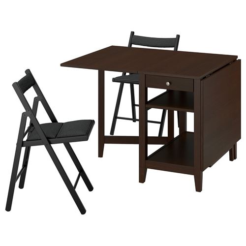 IKEA - NASINGE/FRÖSVI, mutfak masası takımı, kahverengi/kayın kaplama-Knisa koyu gri/black, 2 sandalyeli