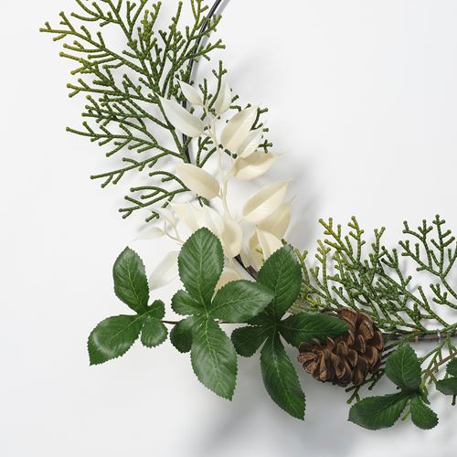 IKEA - VINTERFINT, artificial wreath, green/white, 45 cm