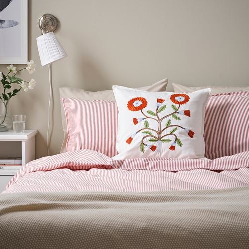 IKEA - FACELIOR, kırlent kılıfı, beyaz-turuncu, 50x50 cm