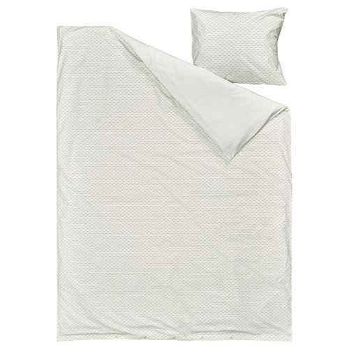 IKEA - BANDKNIPPE, single duvet cover sets, white/green, 150x200/50x60 cm