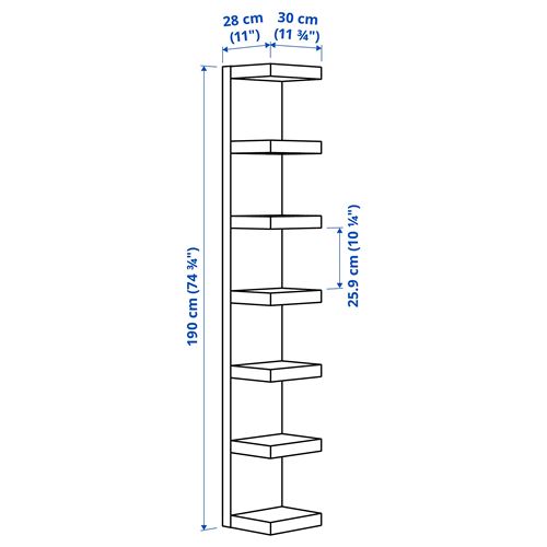 IKEA - LACK, wall shelf without leg, blue/black, 30x190 cm