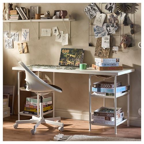 IKEA - LAGKAPTEN/SPAND, desk, white/multicolour, 140x60 cm