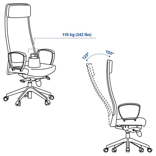 IKEA - MARKUS, çalışma sandalyesi, vissle koyu gri, büyük