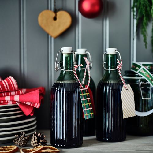 IKEA - VINTERFINT, su şişesi, cam-yeşil, 0,5 lt