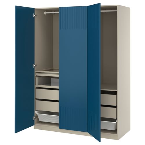 IKEA - PAX/FYRUDDEN, PAX wardrobe, grey-beige-blue, 150x60x201 cm