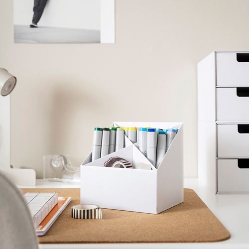 IKEA - FJADERHARV, desk organiser, white, 16x16 cm