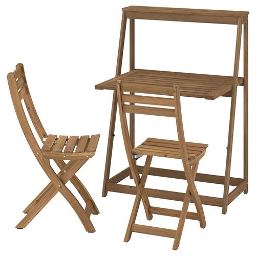 IKEA - DJUPÖN/ASKHOLMEN, katlanabilir masa ve katlanabilir sandalye seti, kahverengi-koyu kahve