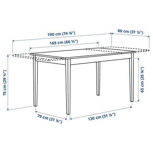 IKEA - NASINGE, extendable dining table, white, seats 4-6