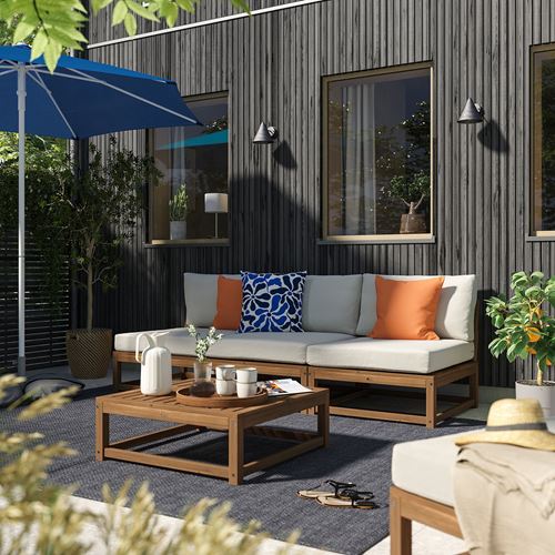 IKEA - NAMMARÖ, 3'lü bahçe kanepesi, açık kahverengi, 243 cm