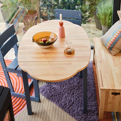 IKEA - OMMJANGE, katlanır mutfak masası, çam-mavi, 2-4 kişilik