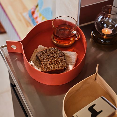 IKEA - OMMJANGE, tepsi, turuncu-huş kaplama