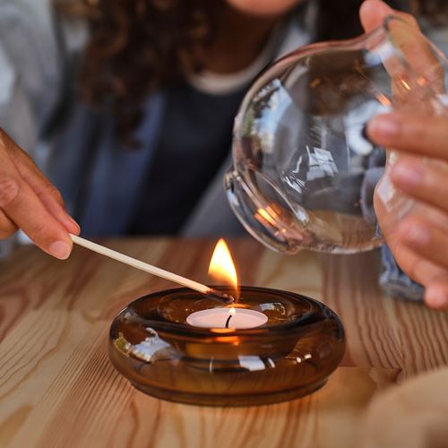 IKEA - OMMJANGE, tealight mumluk, cam, 12 cm