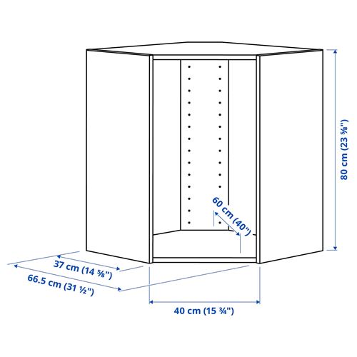 IKEA - METOD, corner wall cabinet frame, white, 68x37x80 cm