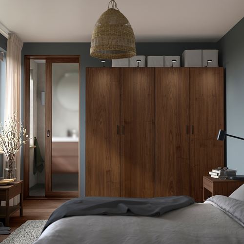 IKEA - PAX/BJÖRNESKOGEN, PAX wardrobe, dark grey-walnut veneer, 200x66x201 cm