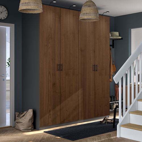 IKEA - PAX/BJÖRNESKOGEN, PAX gardırop, koyu gri-ceviz kaplama, 200x66x236 cm