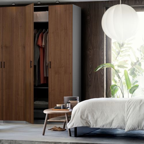 IKEA - PAX/BJÖRNESKOGEN, PAX gardırop, koyu gri-ceviz kaplama, 200x66x236 cm