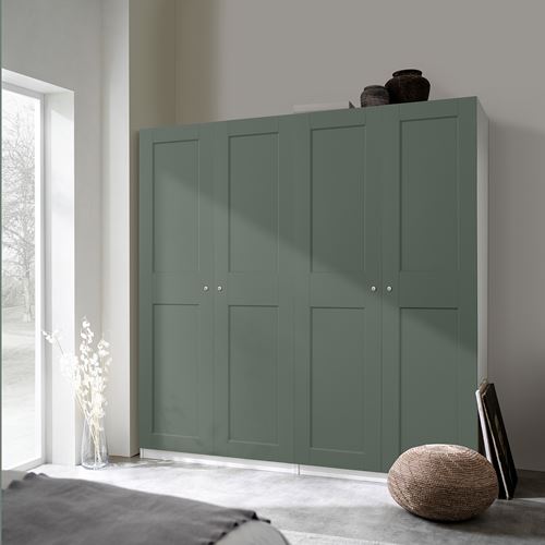 IKEA - PAX/GRIMO, PAX gardırop, beyaz-gri-yeşil, 200x60x201 cm