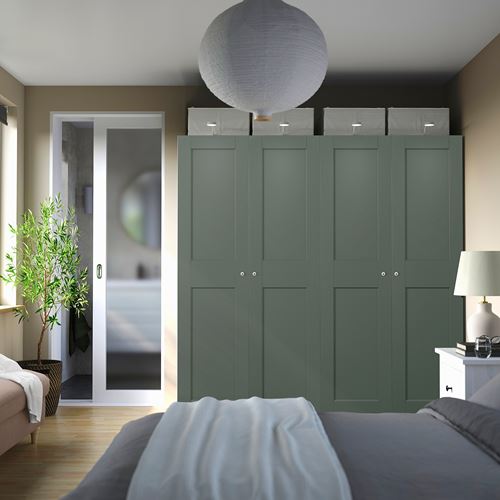 IKEA - PAX/GRIMO, PAX gardırop, beyaz-gri-yeşil, 200x60x201 cm