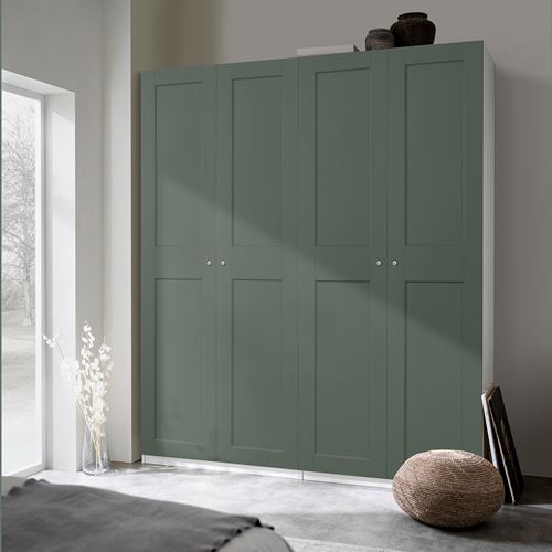 IKEA - PAX/GRIMO, PAX gardırop, beyaz-gri-yeşil, 200x60x236 cm