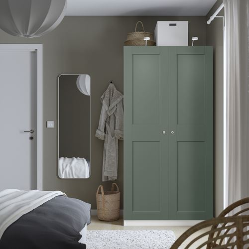 IKEA - PAX/GRIMO, PAX wardrobe, white/grey/green, 100x60x201 cm