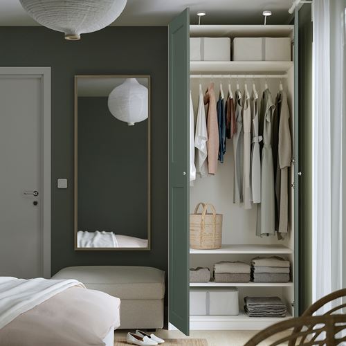 IKEA - PAX/GRIMO, PAX wardrobe, white/grey/green, 100x60x236 cm
