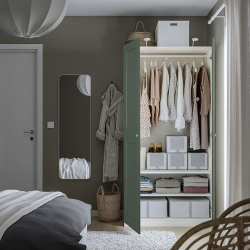 IKEA - PAX/GRIMO, PAX wardrobe, white/grey/green, 100x60x201 cm