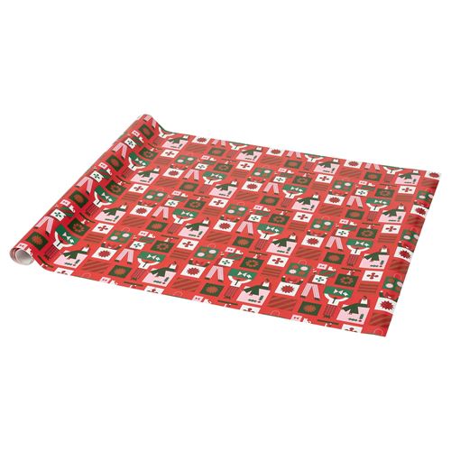 IKEA - VINTERFINT, gift wrap roll, red-pink, 3x0.7 m/2.10 m²