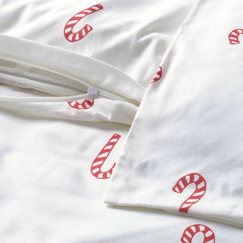 IKEA - LOVSANGARE, bebek nevresim takımı, beyaz-kırmızı, 110x125/35x55 cm