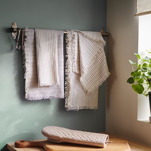 IKEA - VALVARDAD, tea towel, white-blue patterned