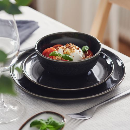 IKEA - GLADELIG, seramik kase, koyu gri, 14 cm